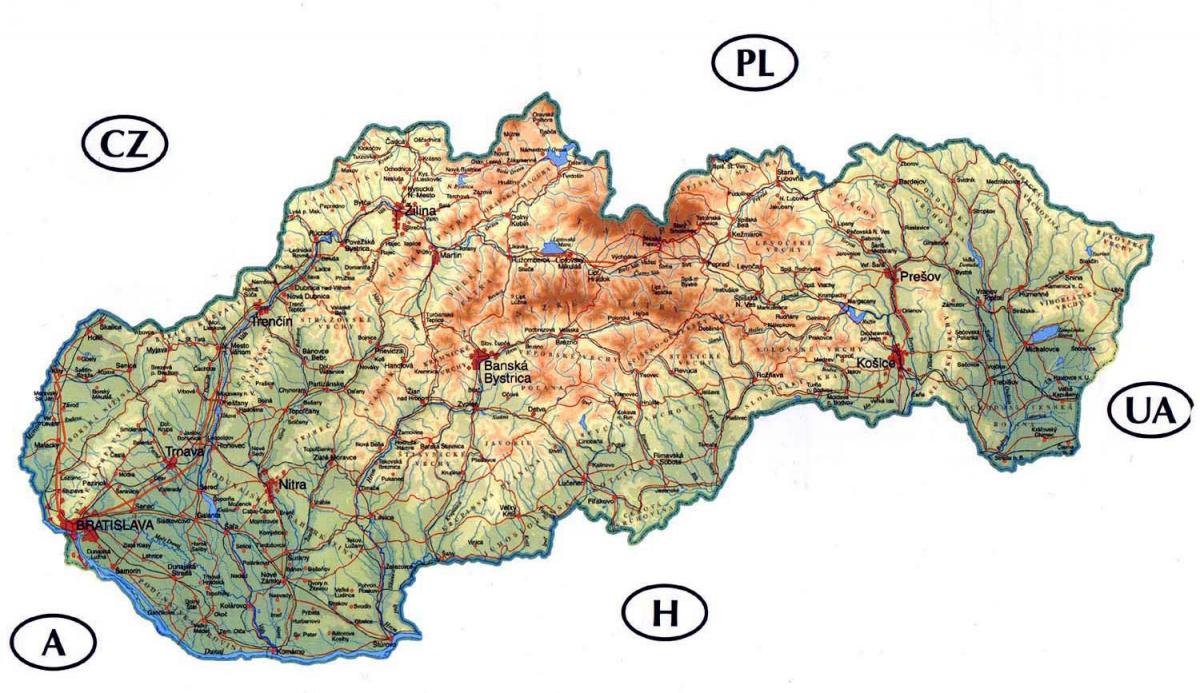 mappa dettagliata della Slovacchia