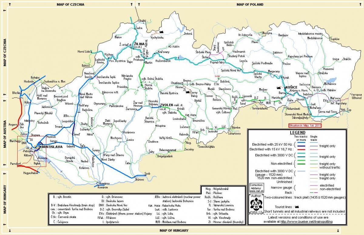 Slovacchia mappa del treno
