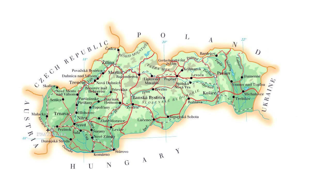 mappa della Slovacchia località sciistiche