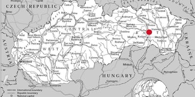 Mappa della Slovacchia orientale